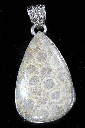 Million Year Old Fossil Coral Pendant - Sterling Silver #35046